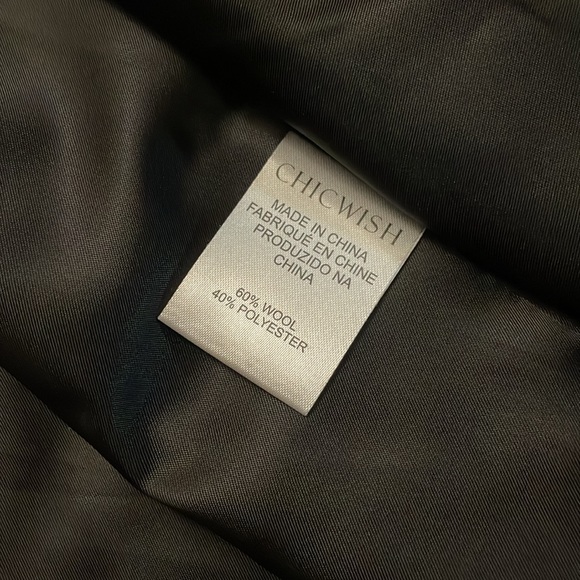 Chicwish Shawl Collar Black w/ White Grid Asymmetric Hem Wool Blend Coat Small - Picture 5 of 11